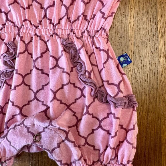 KICKEE PANTS Sweetie Pie Romper Girls 12-18 Mos Summer Pink Bamboo Playsuit Girl - Picture 4 of 6
